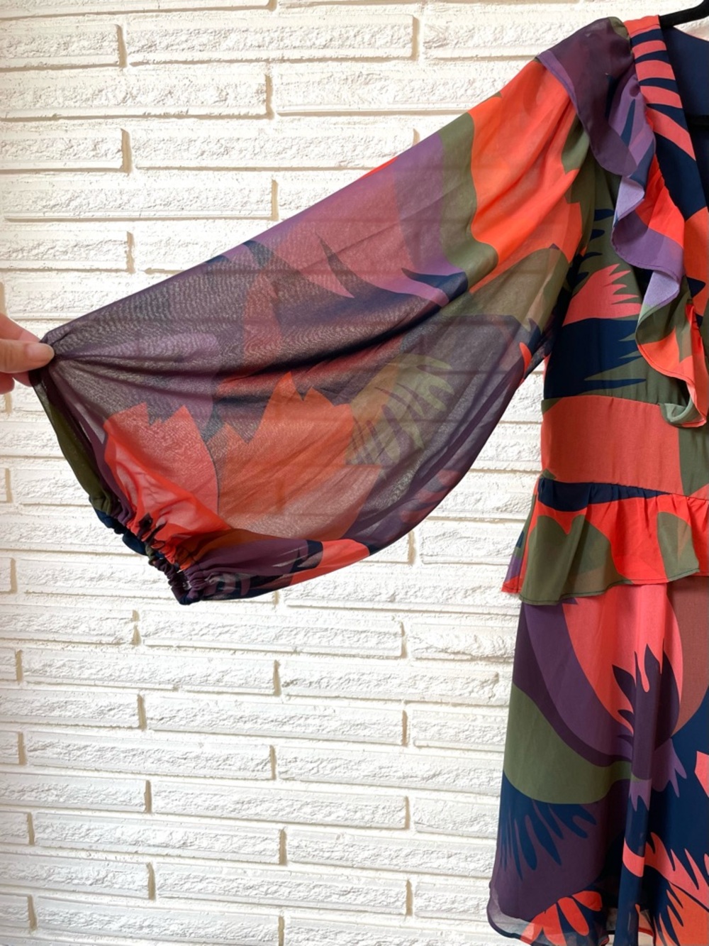 Hutch for Anthropologie Peplum Chiffon Mini Dress Romper Shorts Abstract Large - Picture 3 of 14